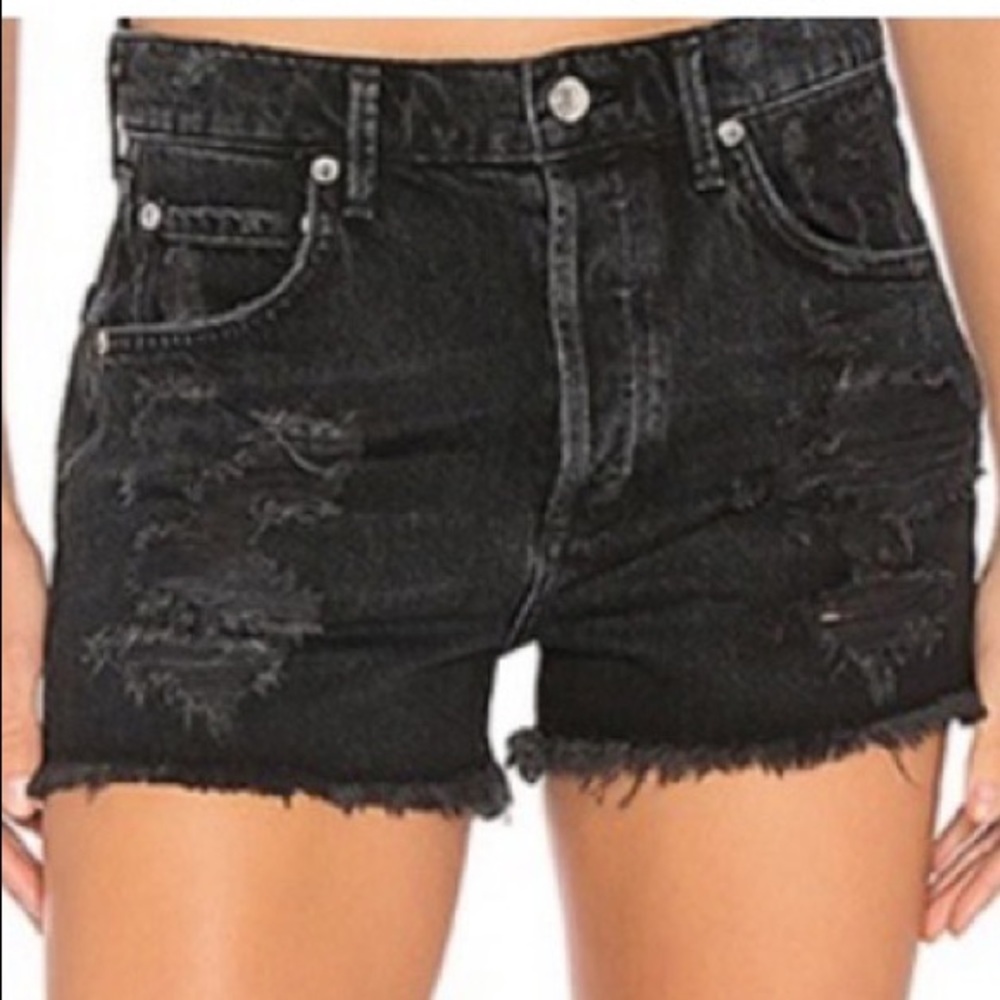 Agolde Distressed Black Jaden Shorts